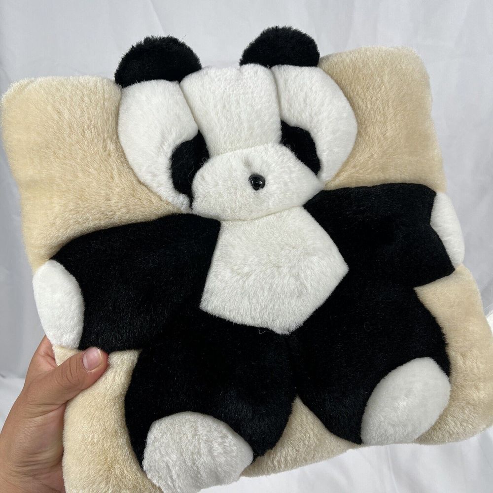 Vintage1998 TWIE Plush Panda Bear Pillow 10 Inch Square Decorative - Picture 7 of 7